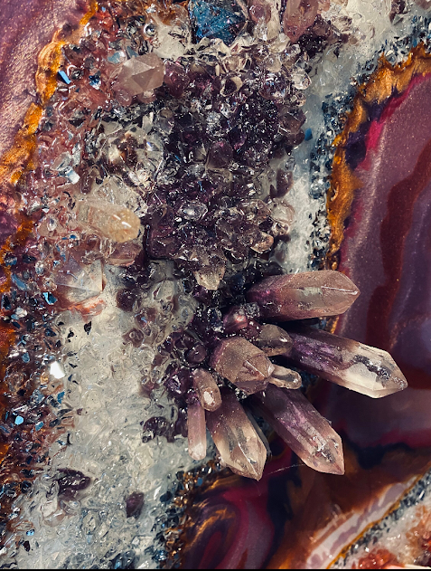 18x24 Crimson Galaxy Geode Wall Art