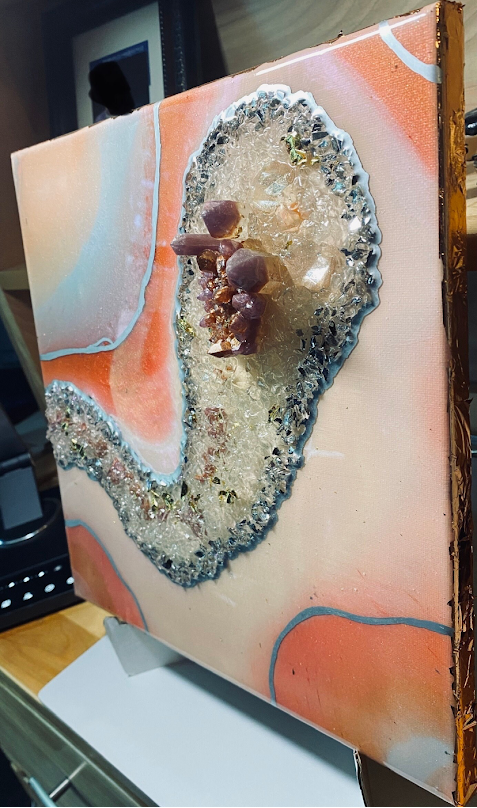 12x12 Pink Galaxy Geode Wall Art