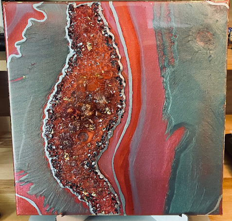 12x12 Red Galaxy Geode Wall Art