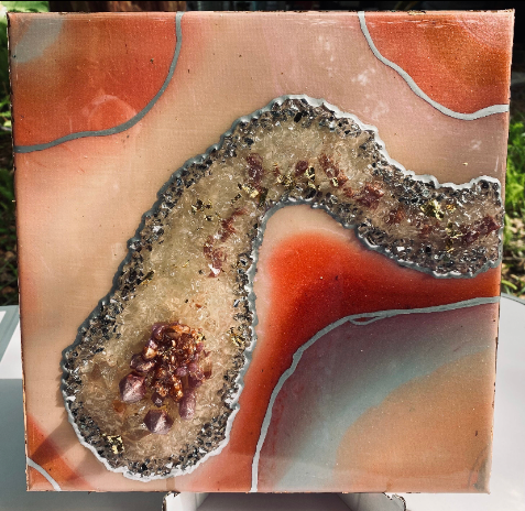 12x12 Pink Galaxy Geode Wall Art