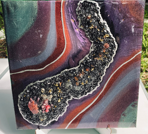 12x12 Purple Galaxy Geode Wall Art