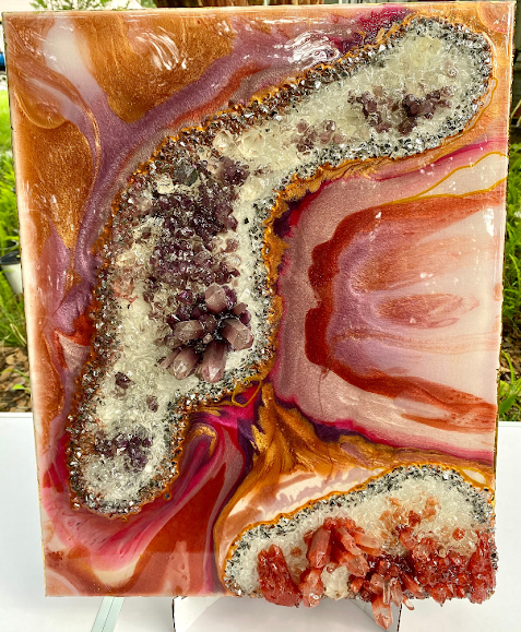 18x24 Crimson Galaxy Geode Wall Art
